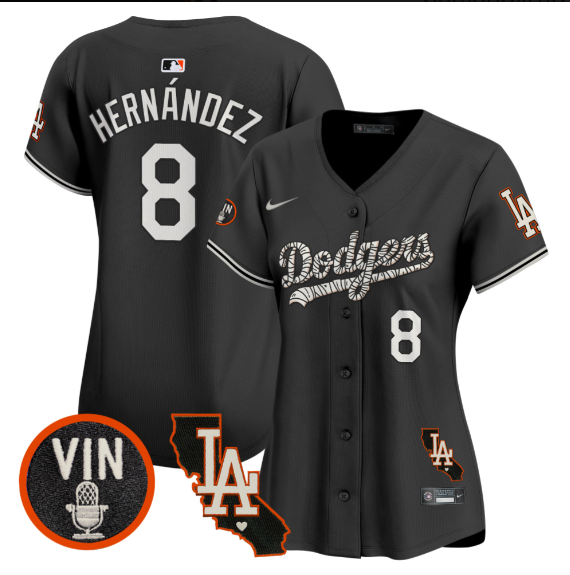 Women Los Angeles Dodgers 8 Hernandez 2025 black Limited Stitched Jersey